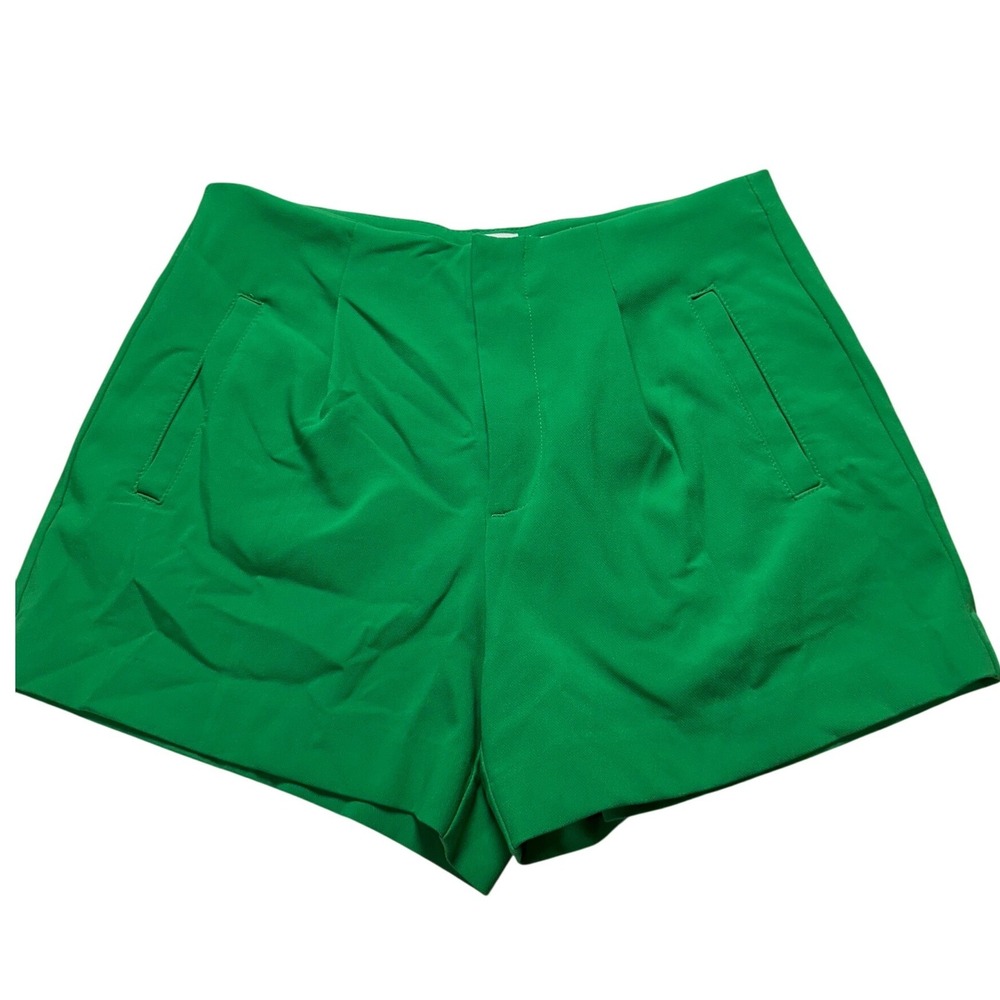 A New Day Green High Rise Pleated Shorts Size 10 Tailored Summer - Picture 4 of 9